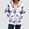 thumbnail image 7 of felwors Zip Up Hoodie Women Butterfly Graphic Hoodies Long Sleeve Oversized Y2K Sweatshirts Cute jackets Plus Size for Girls Purple, M, 7 of 7
