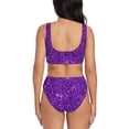 thumbnail image 3 of Kdxio Purple Glitter Print Women's 2 Piece High Waisted Wrap Spaghetti Strap Summer Swimsuit Bikini Set-XX-Large, 3 of 7