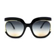thumbnail image 1 of Eccentric Half Rim High Temple Runway Fashion Sunglasses Black Blue Brown, 1 of 4