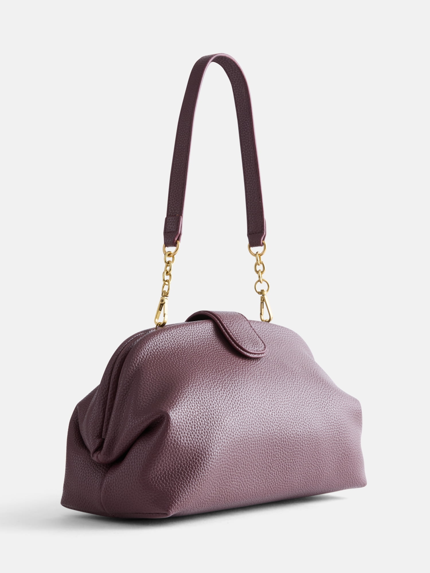 Free Assembly Women's Faux Leather Clutch Handbag, Deep Chianti