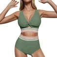 thumbnail image 2 of Traje de baño de moda para mujer, conjuntos de bikini de cintura alta, dos piezas, traje de baño con nudo recortado, traje de baño de nailon para mujer, 2 of 8