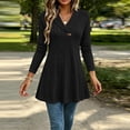 thumbnail image 4 of Warop Women's Ribbed Brushed V Neck Long Sleeve Pullover Mid Length Loose Sweater for Autumn and Daily Wear, 4 of 9