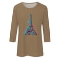 thumbnail image 4 of Pompotops T-shirt Ample Imprimé Mode Femme Manches 3/4 Blouse Col Rond Hauts Décontractés Liquidation, 4 of 4