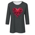 thumbnail image 4 of Jienlioq Chandail en Molleton de la Saint-Valentin pour Femmes Imprimé Décontracté Col Rond Manches 3/4 Gris Foncé 3TG, 4 of 4
