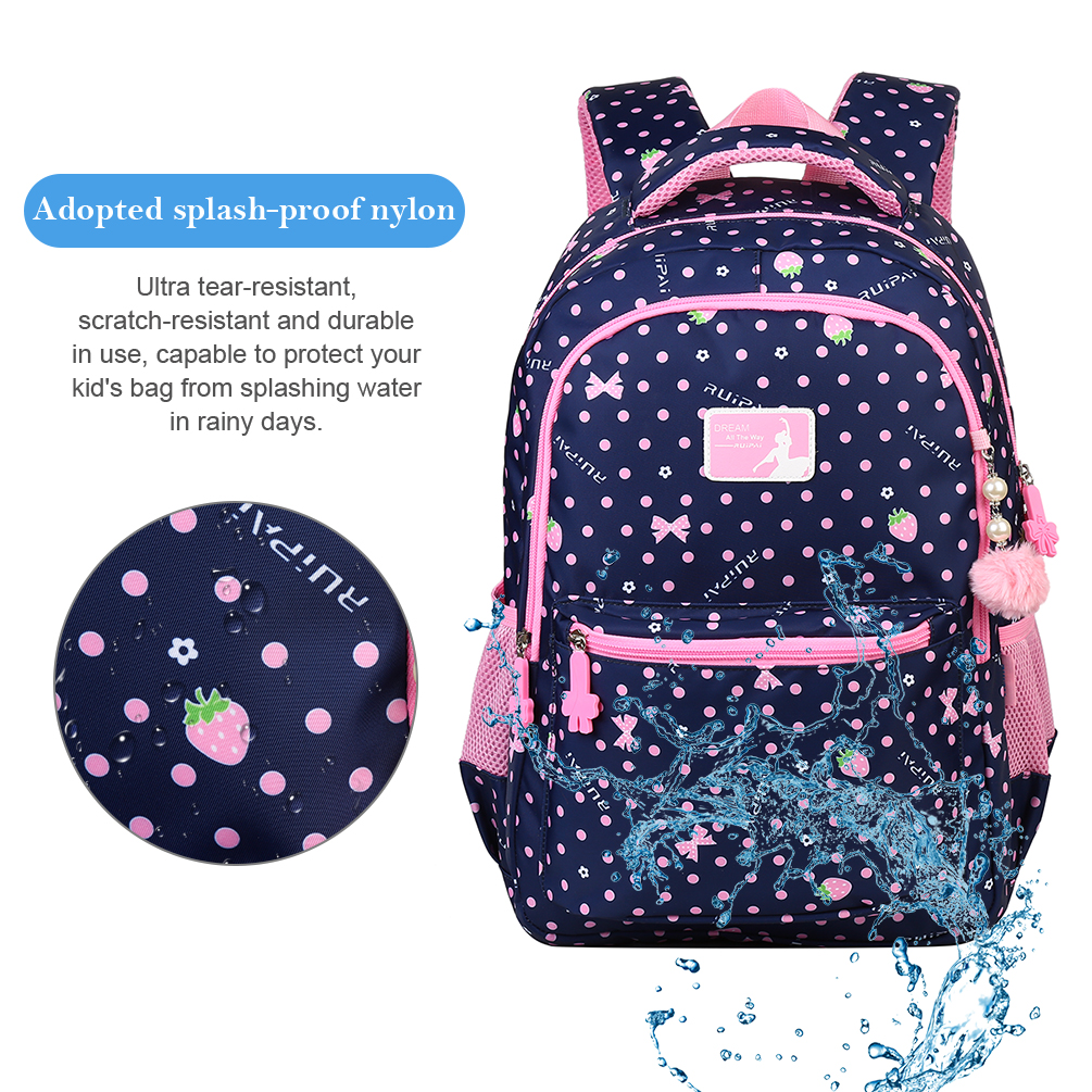 Vbiger Girls School Backpack Cute Adorable Kids Backpack Elementary Dot Bookbag Casual Outdoor Daypack, Royal Blue - image 4 of 9