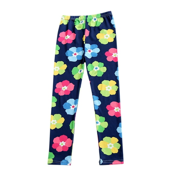 Little Girls Pants Mid Waist Straight Leg Trousers Tie Dye Base Layer Bottoms Pants For Girls 7T-8T