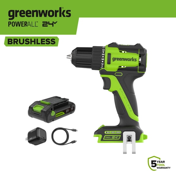 Greenworks 24V Brushless 3/8" Drill Driver with USB-C Battery
