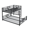 thumbnail image 4 of Bellemave Twin over Full Size Bunk Bed L-shaped Metal Low Bunk Bed with Guardrails and Ladder Junior Floor Bunk Bed Frame  (Black), 4 of 10