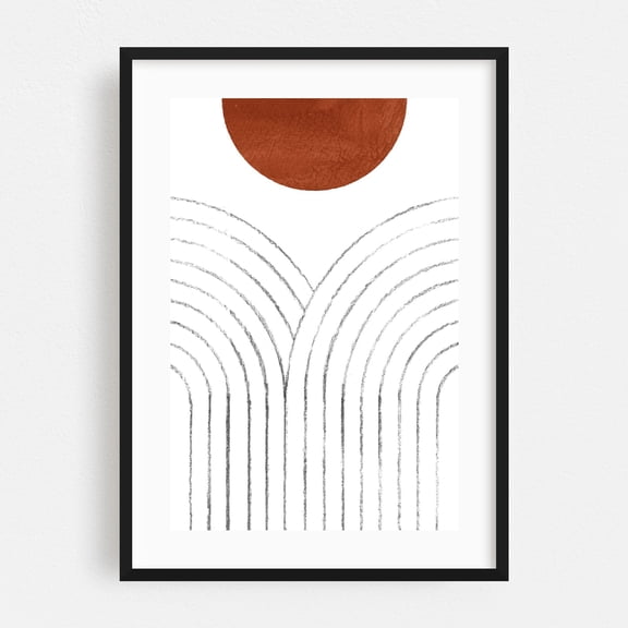 Terracotta abstract boho arch - Mixed Media Abstract Minimalist Geometric Line Art Modern Art Boho Watercolor Black Framed Wall Art Print 20 x 30 inches