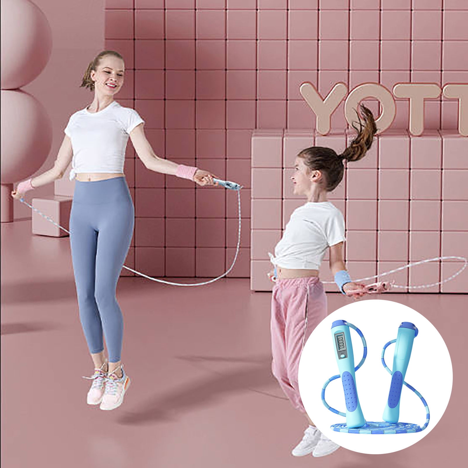 2PCS Digital Counting Jump Rope Adjustable Smart Skipping Rope with Counter for Fitness,Workout Boxing High-Speed Tangle-Free Exercise Rope for Men,Women, for Home Gym Cardio Training(110In)