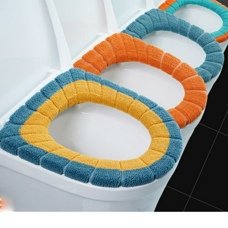 4pieces Toilet Seat Cover Pads Plush Knitted Blue Yellow Orange Green Canada - How To Clean A Yellowing Plastic Toilet Seat