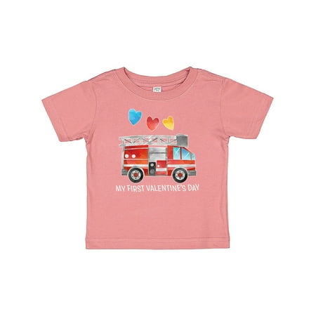 

Inktastic My 1st Valentine s Day Fire Truck with Hearts Gift Baby Boy or Baby Girl T-Shirt