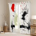 thumbnail image 3 of Manfei Ink Red Sun Crane Black Out Curtains for Home, Wetland Curtains Pack of 2 (42x63 Each) for Office, Black Red White, 3 of 6