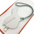 thumbnail image 4 of Pre-Owned Hermes Paddock Cells Swift Blue Atoll White Bag Charm Keychain..., 4 of 5