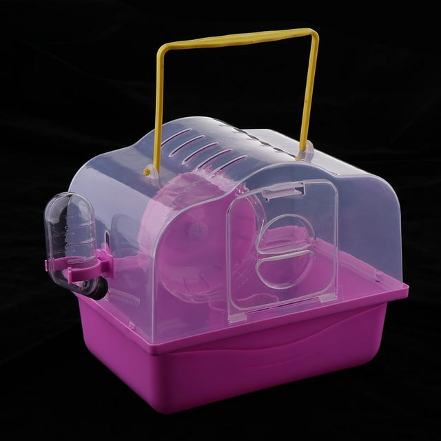 Jaula de Hámster Portátil Colco Con Botella de Agua, Estuche de Plástico, Color Rosa, Tamaño 27 x 18 x 20 cm