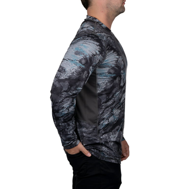 Realtree Mens Long Sleeve Jersey Recycled Polyester Reversible UPF Scent  Control Black Pearl Performance Tee- S 