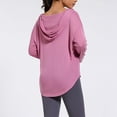 thumbnail image 4 of Kaemgyyd Workout Shirts for Women Loose Long Sleeve Running Yoga Tops Casual V Neck Hooded Side Split Athletic Tee, 4 of 7