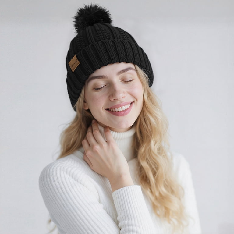 2 Packs Women\'s Satin Lined Knit Cuffed Beanie Hat AIBFRID 2 Packs Winter Hats for Women Beanie Satin Lined  main image 2