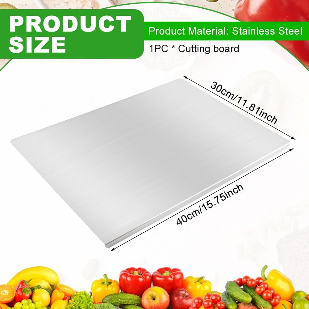 Stainless Steel Cutting Boards for Kitchen, Large Metal Cuttin-g Board with Counter Lip Cutting Board Over Sink for Meat,Fruits,Vegetables,Bread,Noodle,and Pizza(SIZE:30 * 40)