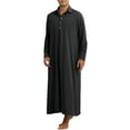 thumbnail image 4 of INSPIRE CHIC Nightshirt for Men's Long Sleeves Collared Neck Full Length Sleep Shirt Nightwear S Black, 4 of 6