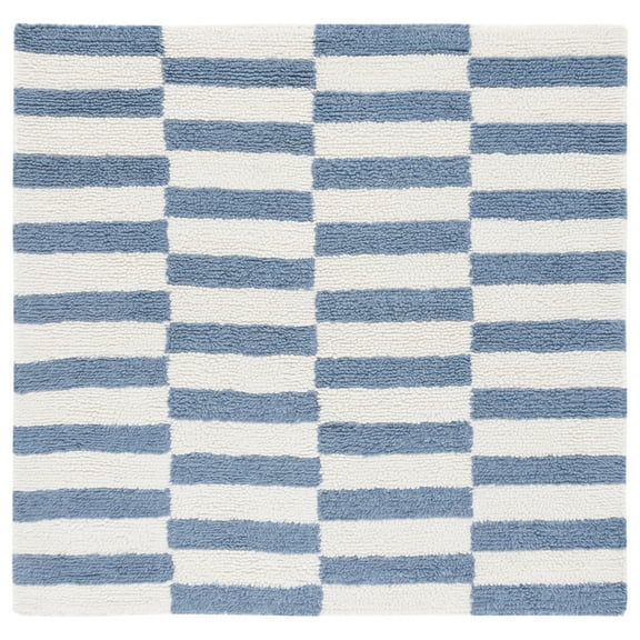 SAFAVIEH Vermont Yasmin Plaid Area Rug, Ivory/Blue, 6' x 6' Square