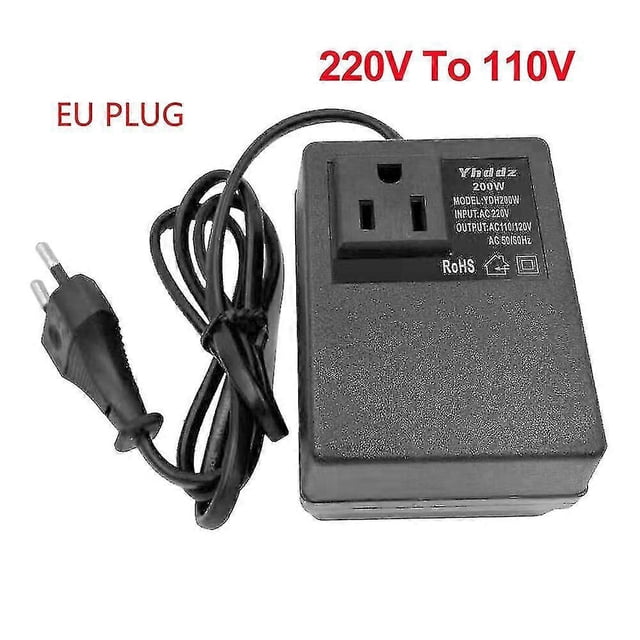 Convertidor de voltaje de 200 W (220 V a 110 V) - Transformador reductor - Adaptador de viaje con enchufe europeo s20241224239