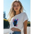 thumbnail image 4 of T Shirts for Women Short Sleeve Cotton Crewneck T-Shirt, Leopard Pink Flower Leaf Cartoon Tee Tops Casual Basic T-Shirts, XS-5XL White XS, 4 of 7