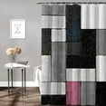 thumbnail image 2 of PRATYUS Grey Geometric Shower Curtain  Modern Abstract Bathroom Set with Hooks 36x72, 2 of 7