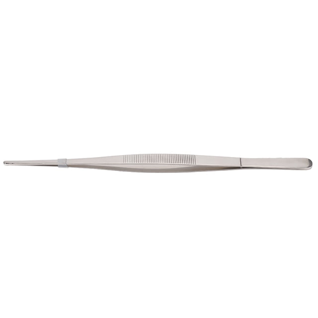 Pinzas de cocina de acero inoxidable con punta dentada para uso doméstico, color plateado