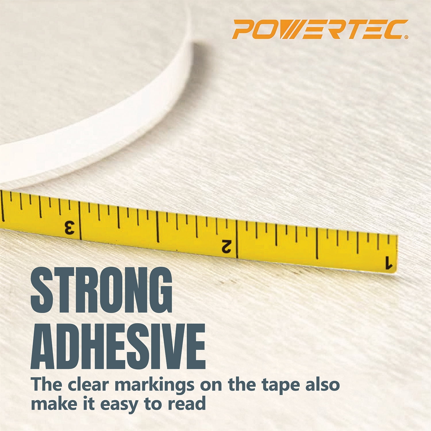 POWERTEC 4' Measuring Tape with Adhesive Backing & Insert w/Scale Kit, Table Saw Accessories, Left to Right Imperial Tape Measure for T Track, Table Saw, Miter Saw, Woodworking Tools & Jigs (71331)