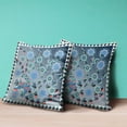 thumbnail image 3 of Glory of Flowers Peacock Throw Pillow with Removable Cover in Blue Light Green White 16x16, 3 of 5
