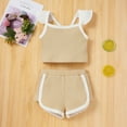 thumbnail image 2 of Fesfesfes Newborn Infant Baby Girls Summer Solid Ribbed Strap Tops+ Shorts Outfits Set, 2 of 9