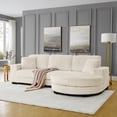 thumbnail image 4 of , L-Shaped Modular Convertible Sofa ,The arc-shaped footstool can be placed freely on the left and right-Beige, 4 of 9