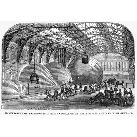 Balloon Manufacture Nmanufacture Of Hot Air Balloons In A Railway Station In Paris During The Franco-Prussian War 1870-71 Rolled Canvas Art -  (24 x
