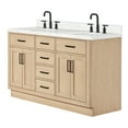 thumbnail image 2 of ARIEL Hepburn 60 Inch Double Oval Sink Bathroom Vanity With Carrara White Quartz Countertop 1.5 Inch Edge In Oak, 2 of 9