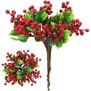 Bueautybox Artificial Berry Stems, 10 Pack 10.2 Christmas Red Berries  Artificial Fruit Berry Holly Flower Branch for Home Holiday Wedding Party  DIY Christmas Tree Crafts Decor 