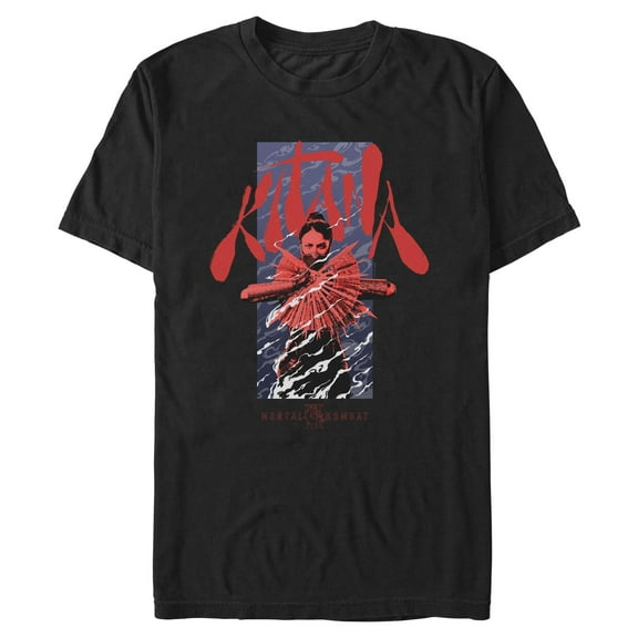 Mens Mortal Kombat II Kitana Red Steel Fan Pose T Shirt