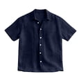 thumbnail image 2 of Men's Short Sleeve Button Down Shirt Casual Summer Beach Wedding Vacation Shirts (Navy,L), 2 of 4