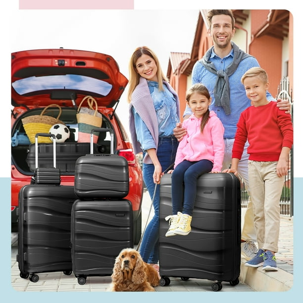 Joyway - 5-Piece Luggage Set PP Hardshell Spinner Suitcase with