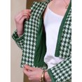thumbnail image 4 of DARING DIVA Women's Houndstooth Collarless Plaid Cropped Tweed Jacket S Green, 4 of 6