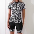 thumbnail image 3 of Women Two Piece Rash Guard Short Sleeve Swim Shirt with Shorts Swimsuits Zipper Surfing Bathing Suit Swimwear Set, 3 of 8