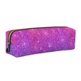 thumbnail image 1 of Fotbe Pink Purple Glitter Estuche para Lápices de Cuero con Estampado, Estuche con Cremallera Resistente, Organizador Compacto y Elegante para Papelería, 1 of 7