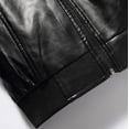 thumbnail image 6 of WREESH Men's Bomber Jacket with Ribbed Cuffs, Thin Leather Coat for Business Casual Wear & Motorcycle Riding, 6 of 7