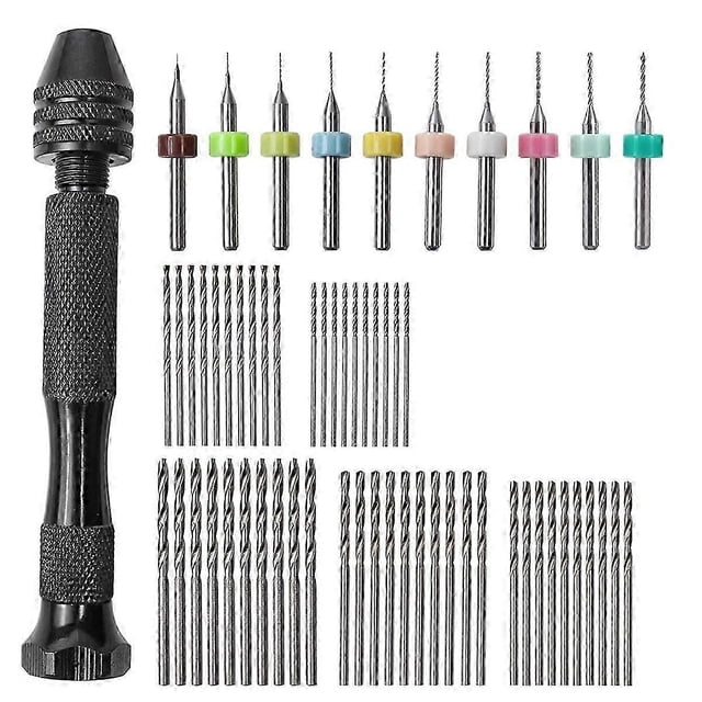 Juego de 61 piezas de prensa de pasador, juego de 50 brocas helicoidales de 1-3 mm, 10 brocas rotativas para PCB de color aleatorio de 0,1-1 mm, prensa de perforación para fabricación