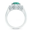 thumbnail image 2 of Rosec Jewels Oval Shape Lab Grown Emerald Ring with Moissanite Halo, Vintage Inspired Ring, 14K White Gold, US 8.00, 2 of 9