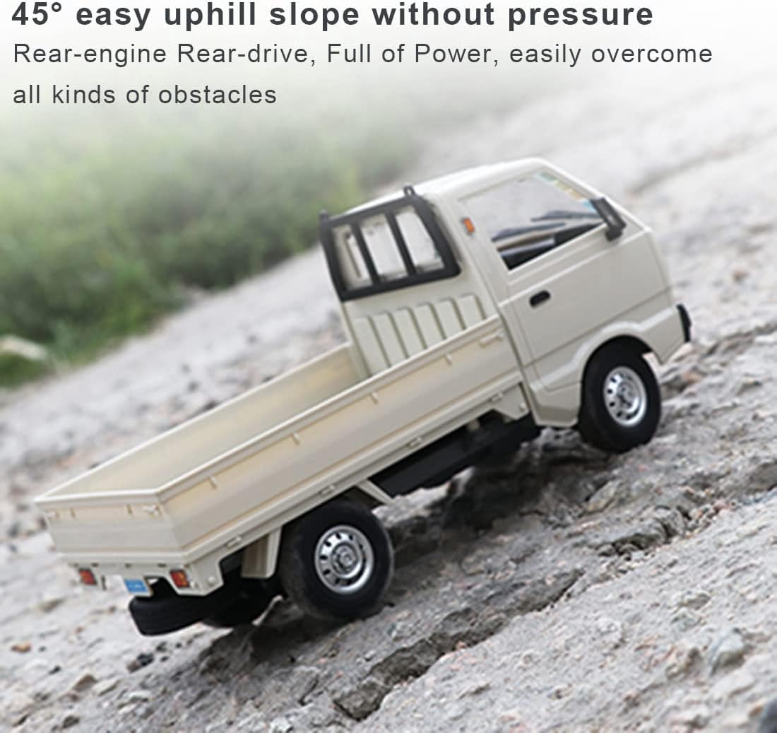 WPL D12 1:16 Scale Mini RC Truck, 2.4GHz Remote Control RWD Mini Pickup with LED Lights & Suspension System, RC Drift Vehicle Hobby Car for Adults