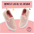 thumbnail image 2 of Bocca Girls A-pink Glitter Slip on Sneakers Kids Canvas Walking Shoes Size 3, 2 of 6