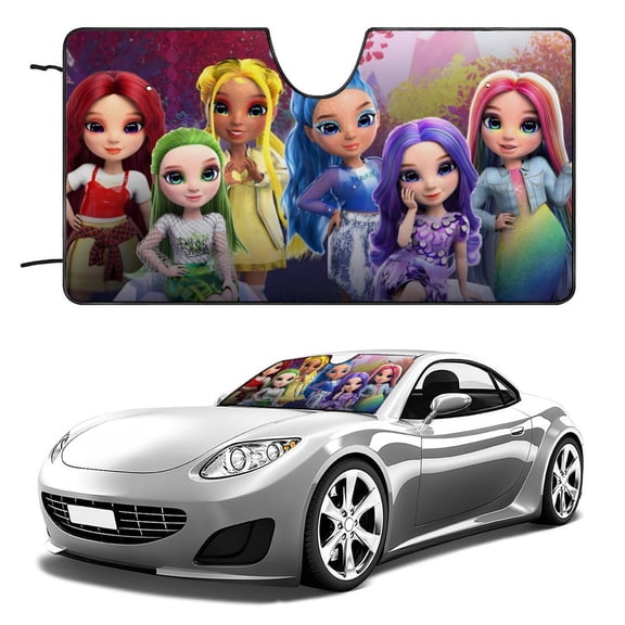 Rainbow High Dolls-theme Windshield Sun Shade Front Protector Folding Car Sun Visor Blocks Uv Rays Keeps Your Vehicle Cool56in*30in(140cm*76cm)