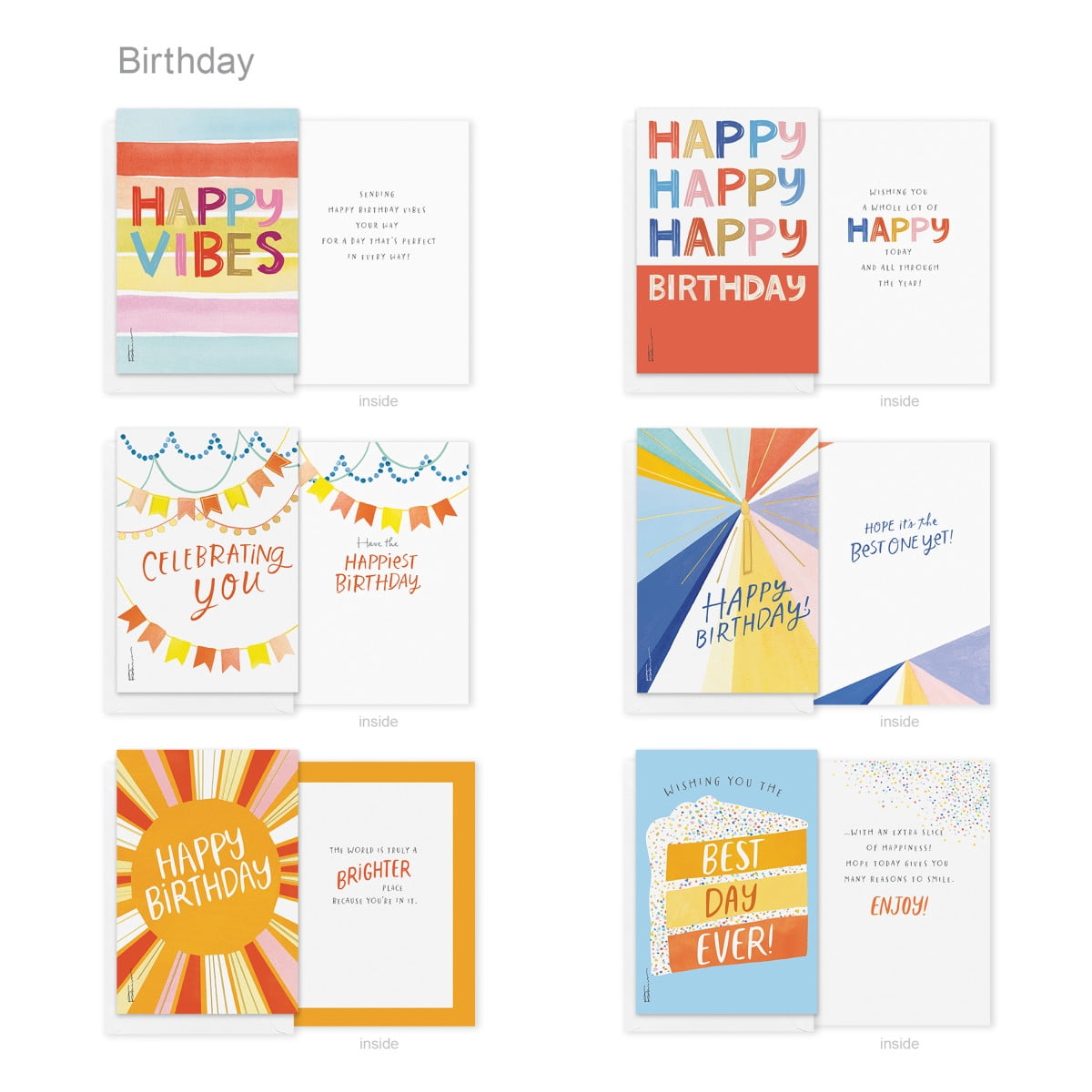 American Greetings 30-Count Birthday Card Assortment Box with Envelopes, Seals, and Storage Box (Kathy Davis Designs, Cake)