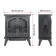 Roromall 24 3D Infrared Electric Fireplace Stove Quartz Heater Freestanding Fireplace Heater with Remote Control